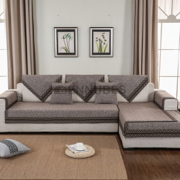 Funda de Sofá de Color Sólido y de Hilo de Algodón para Cuatro Estaciones