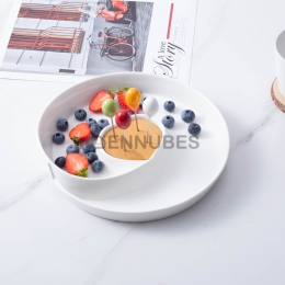 Platos de Salsa Frutas Cerámica Con Tenedor Pequeño Sencillos