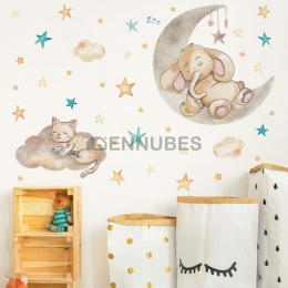 Pegatinas de Pared Nube y Gato Dormido