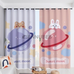 Cortina Opacasde de Dibujos Animados del Dormitorio Infantil Nórdica Moderna