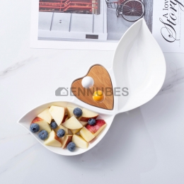 Plato Vajilla Porcelana Cerámica Snack Fruta Secos Salón Forma Ala