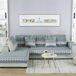 Cojín de Sofá con Falda Sencilla de Tela Simple de Cuatro Estaciones