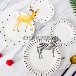 Plato de Cena Animal de Cerámica Redondo