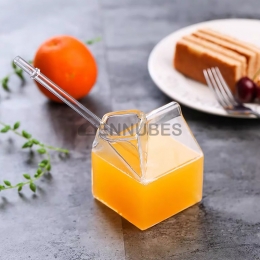 Vaso de Leche Cuadrado de Cristal