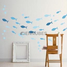 Calcomanía de Pared de Pez Azul