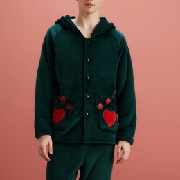 Pijamas Grueso Pareja Hombre Invierno Con Capucha