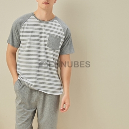 Pijamas Verano Hombre Raya Gris