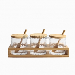 Tarro de Almacenamiento de Vidrio de Tres Piezas