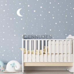 Pegatinas de Dormitorio Infantil de Luna y Estrellas