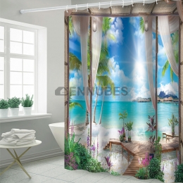 Cortinas de Baño de Poliéster Tropical