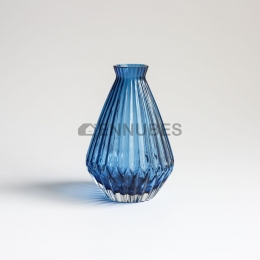 Florero Vidrio rayado Color Azul Estilo Novedosa